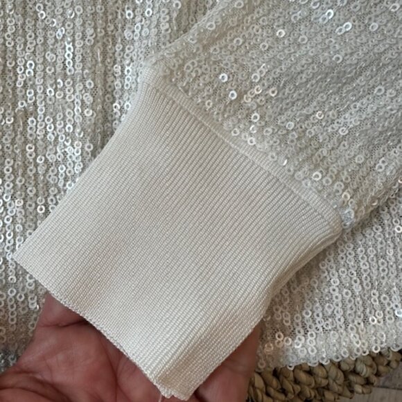 ALLSAINTS Juela Women's White Sequined Stretch Sweater Lined, XS - Picture 6 of 11